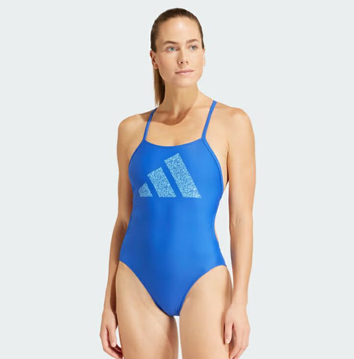 アディダス スリーバー ロゴプリント スイムウェア ブルー | 海外