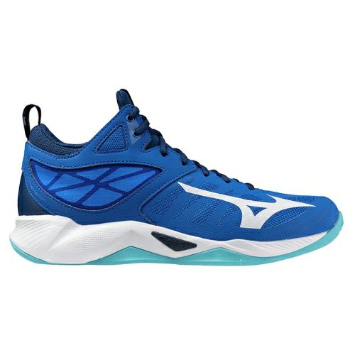 ミズノ ウエーブ ディメンション ミッドカット ムゲンブルー ホワイト 2024