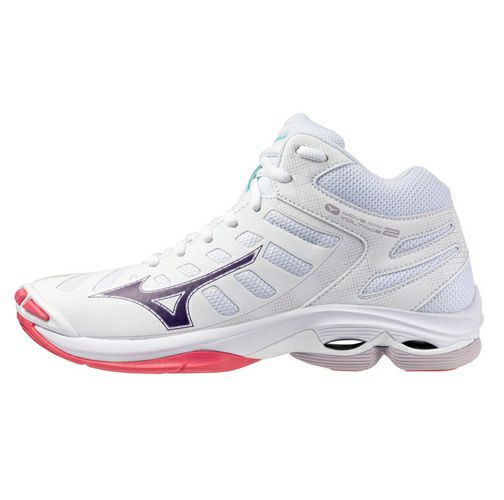 ミズノ ウエーブ ボルテージ 2 ミッドカット ホワイト カメリアレッド レディース 2025