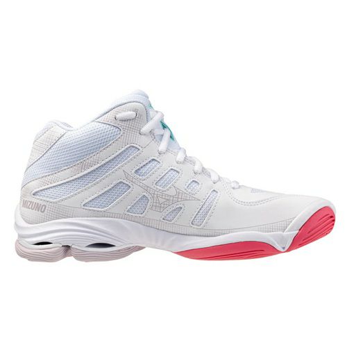 ミズノ ウエーブ ボルテージ 2 ミッドカット ホワイト カメリアレッド レディース 2025