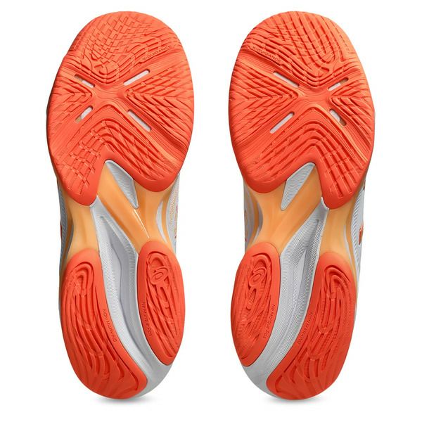 アシックス ネットバーナー バリスティック FF 4 ホワイト ヴィヴィッドコーラル レディース 2025