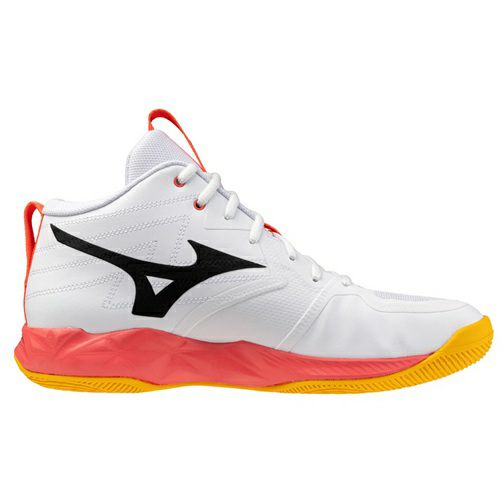 ミズノ ウエーブ モーメンタム プロ ミッドカット ホワイト フィアリーコーラル 2025