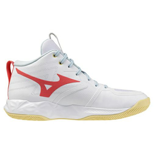 ミズノ ウエーブ モーメンタム プロ ミッドカット ホワイト カリプソコーラル レディース 2025