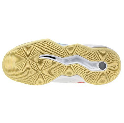 ミズノ ウエーブ モーメンタム プロ ミッドカット ホワイト カリプソコーラル レディース 2025