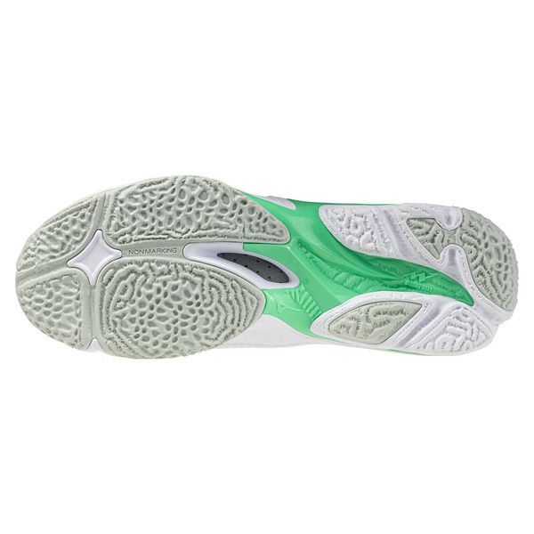 ミズノ ウエーブ ライトニング Z8 ミッドカット ホワイト フローズンエメラルド 2025