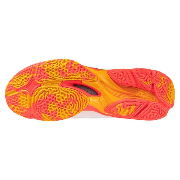 ミズノ ウエーブ ライトニング Z8 ミッドカット ホワイト フェアリーコーラル 2025