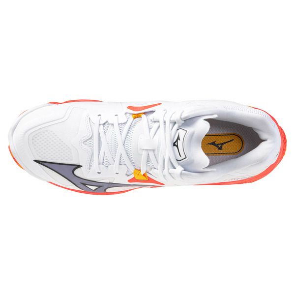 ミズノ ウエーブ ライトニング Z8 ミッドカット ホワイト フェアリーコーラル 2025