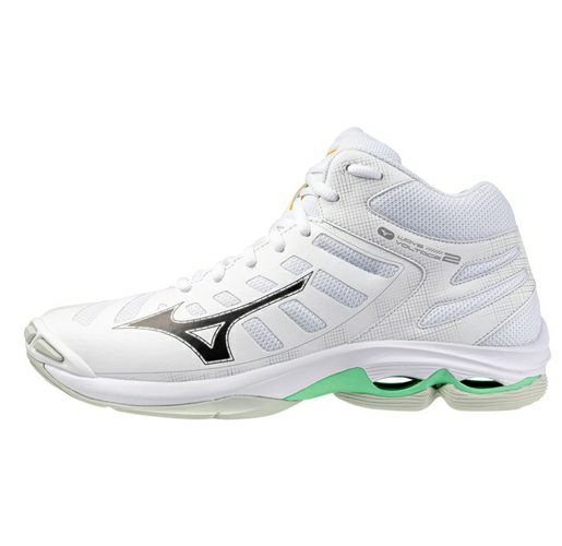 ミズノ ウエーブ ボルテージ 2 ミッドカット ホワイト フローズンエメラルド 2025