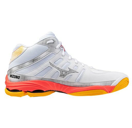 ミズノ ウエーブ ボルテージ 2 ミッドカット ホワイト フィアリーコーラル 2025