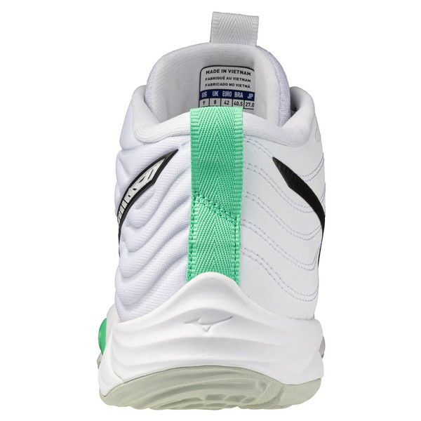 ミズノ ウエーブ モーメンタム エリート ミッドカット ホワイト フローズンエメラルド 2025