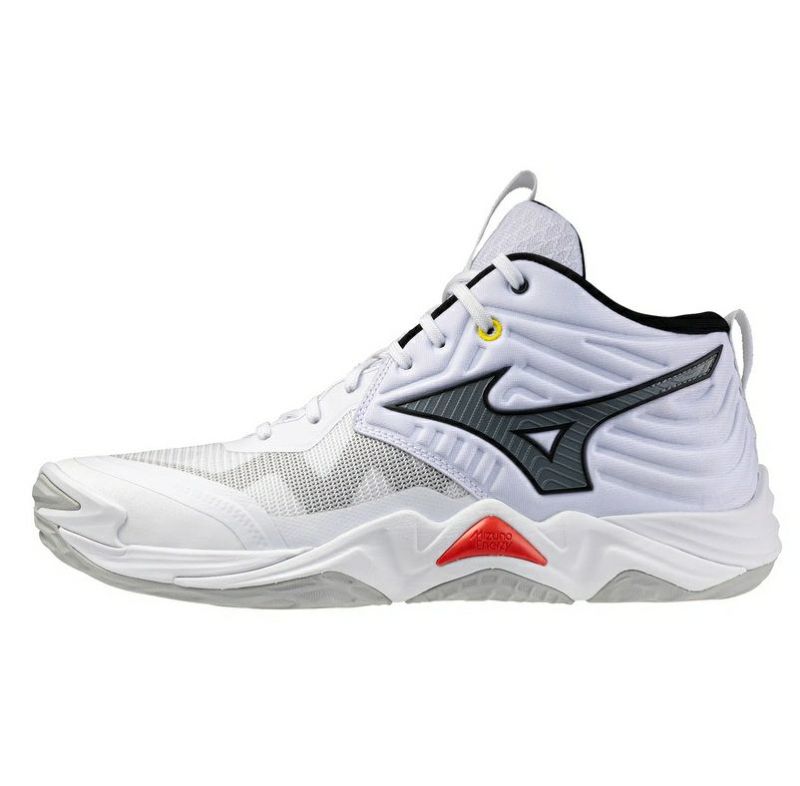 ミズノ ウエーブ モーメンタム エリート ミッドカット ホワイト ファイアリーレッド 2026