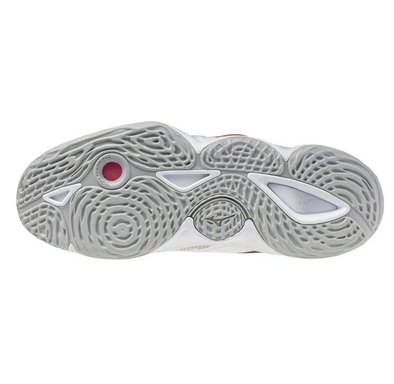 ミズノ ウエーブ モーメンタム エリート ミッドカット ホワイト ファイアリーレッド 2026