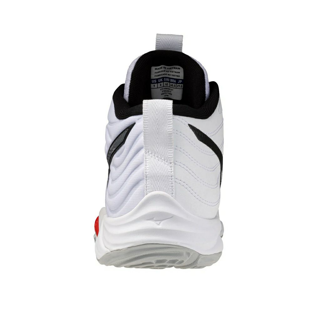 ミズノ ウエーブ モーメンタム エリート ミッドカット ホワイト ファイアリーレッド 2026