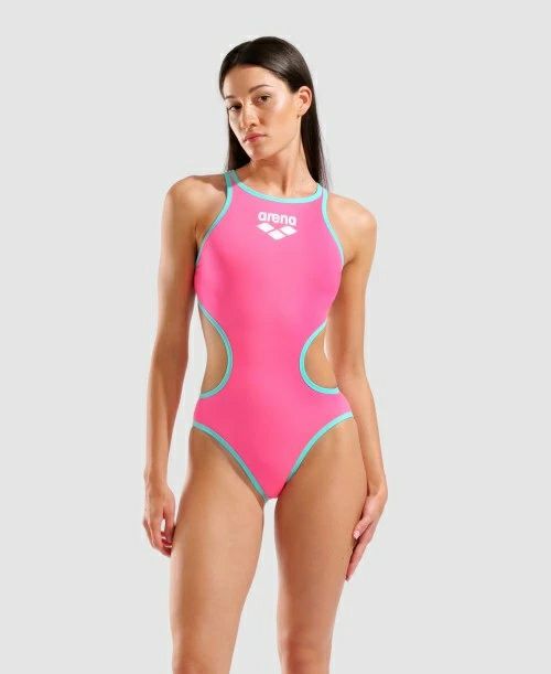 アリーナ ONE BIG LOGO ワンピーススイムスーツ ショッキングピンク/ウォーター