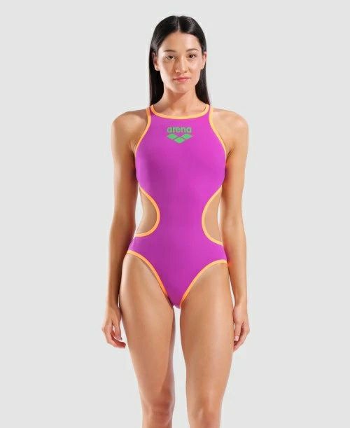 アリーナ ONE BIG LOGO ワンピーススイムスーツ ベリーフクシア/フルオオレンジ