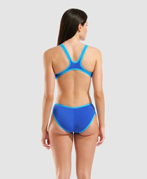 アリーナ ONE BIG LOGO ワンピーススイムスーツ ネオンブルー/ターコイズ