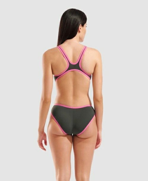 アリーナ ONE BIG LOGO ワンピーススイムスーツ ダークセージ/ショッキングピンク